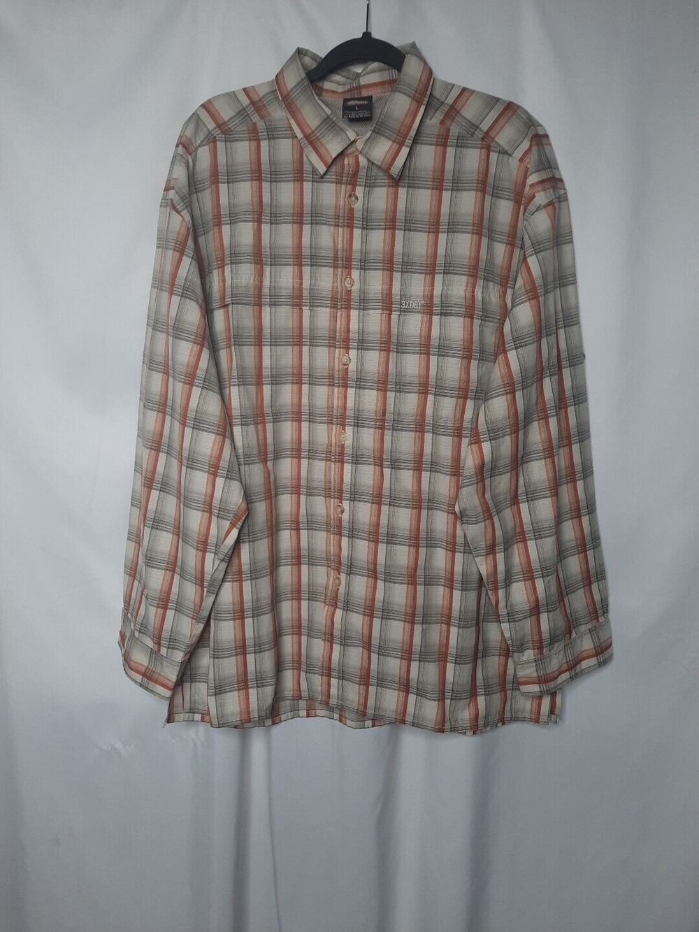 Woodlake Mens Shirt Large Summit Series Button Down Plaid Fishing Camping